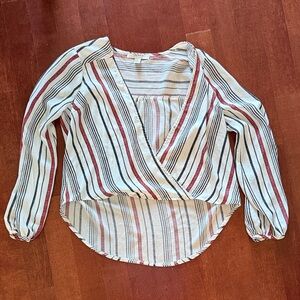 Forever 21 Multicolor Striped Wrap Blouse